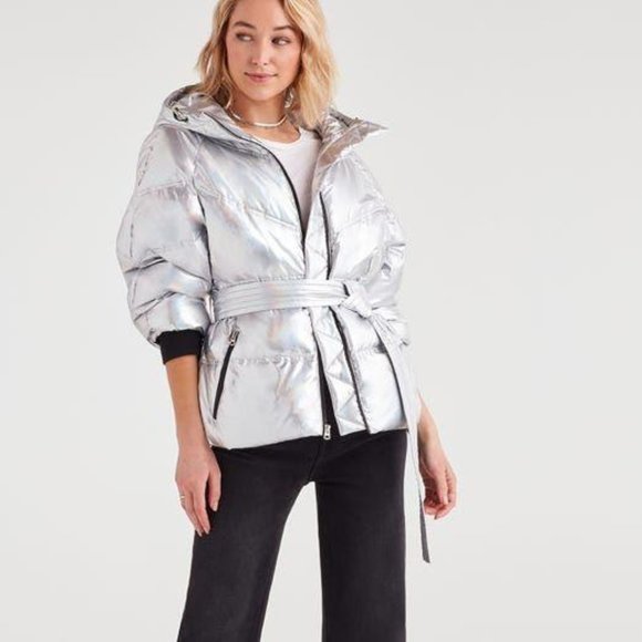7 For All Mankind Hooded Belted Down Parka - Picture 1 of 8